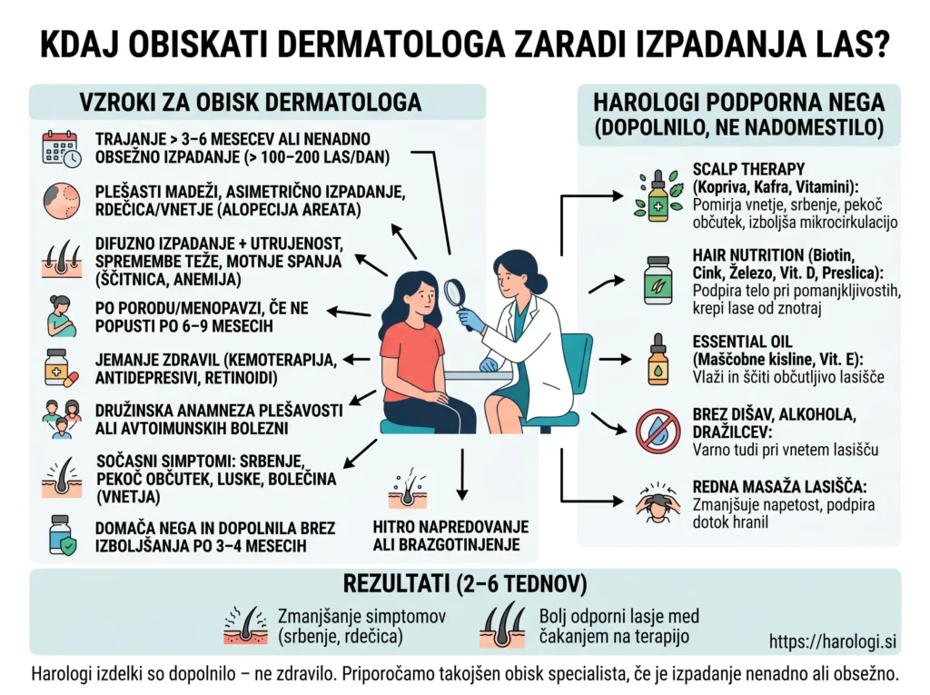 10. Kdaj obiskati dermatologa zaradi izpadanja las