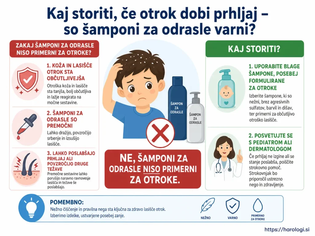 103. Kaj storiti, če otrok dobi prhljaj – so šamponi za odrasle varni snipet