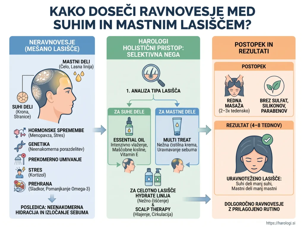 22. Kako doseči ravnovesje med suhim in mastnim lasiščem