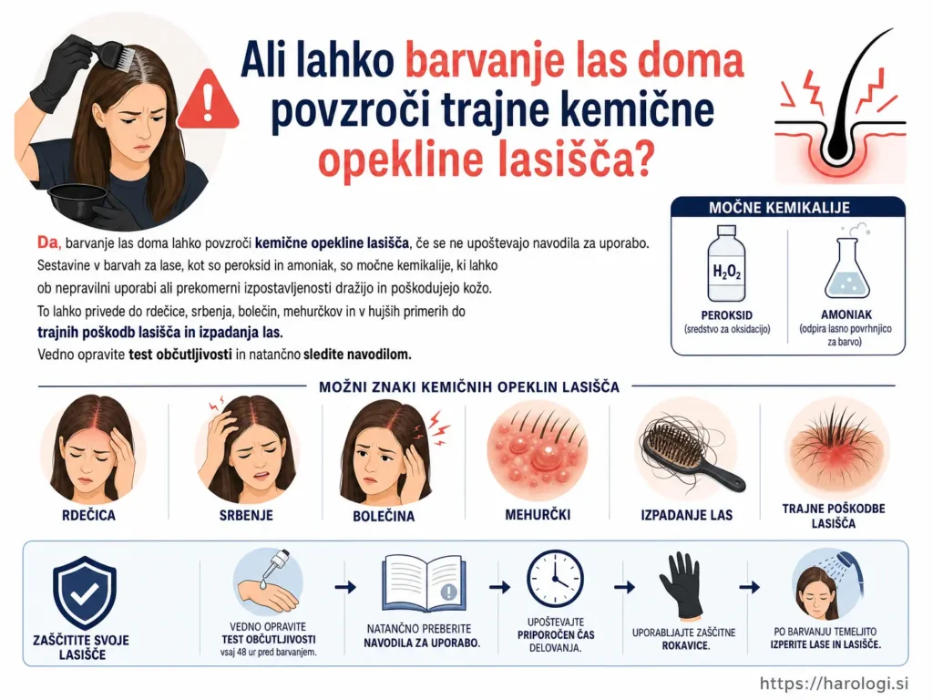 83. Ali lahko barvanje las doma povzroči trajne kemične opekline lasišča snipet