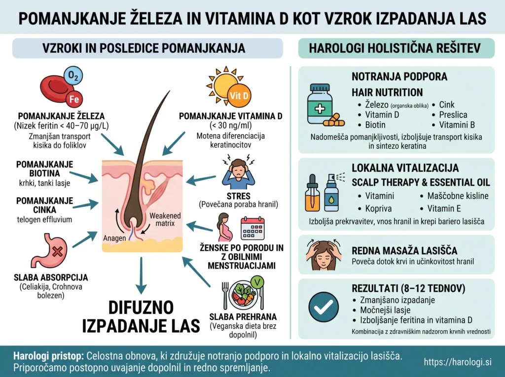 9. Ali pomanjkanje železa ali vitamina D povzroča izpadanje