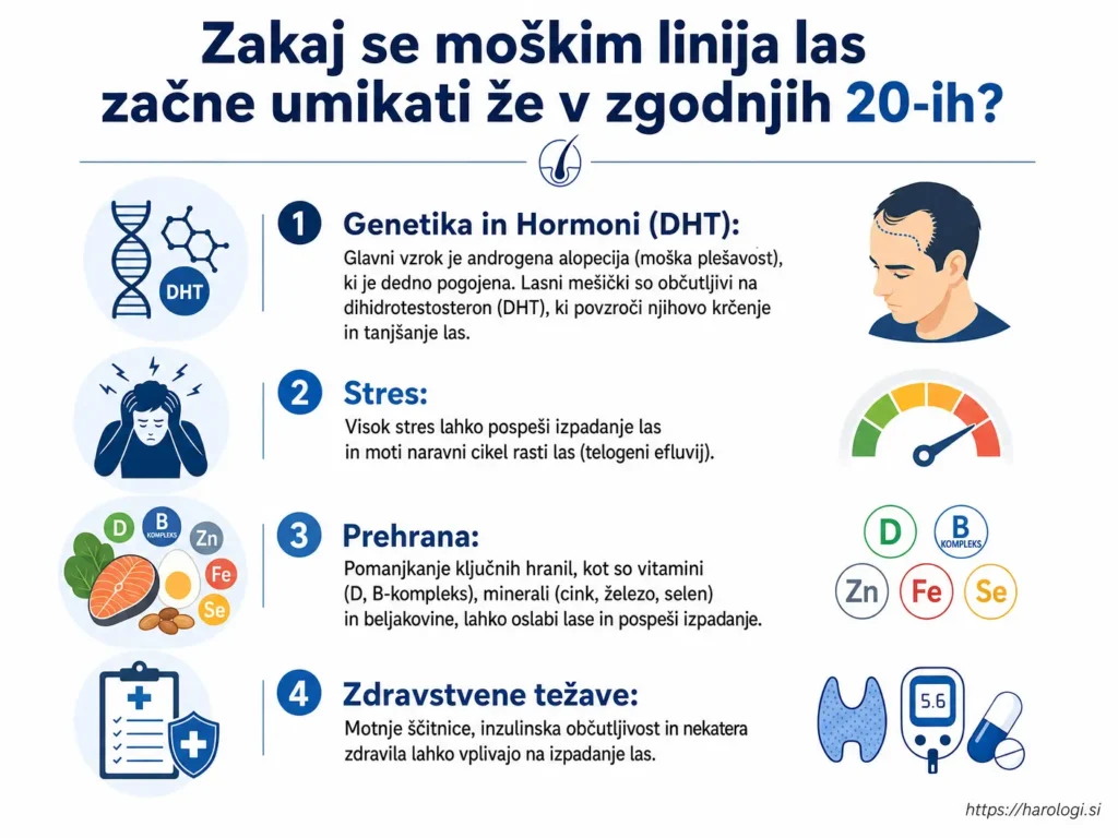 129. Zakaj se moškim linija las začne umikati že v zgodnjih 20 ih snippet
