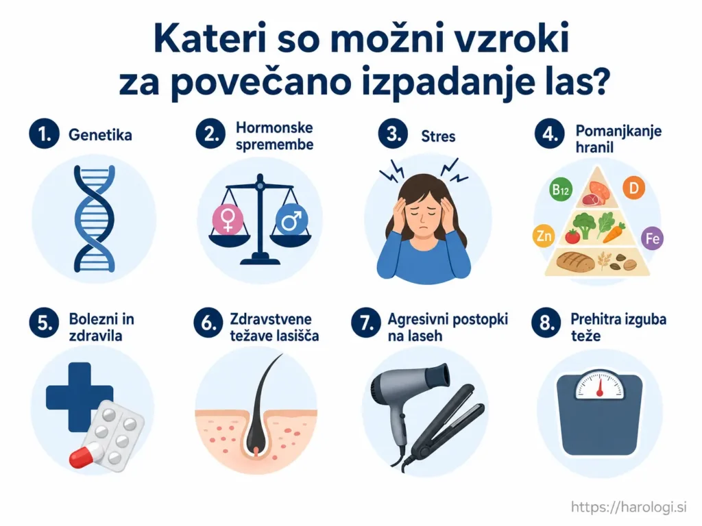 130. Kateri so možni vzroki za povečano izpadanje las snipet